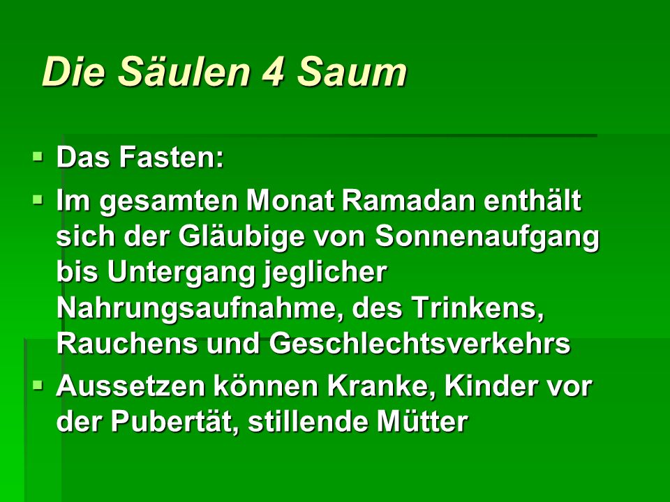 Die Säulen 4 Saum Das Fasten: