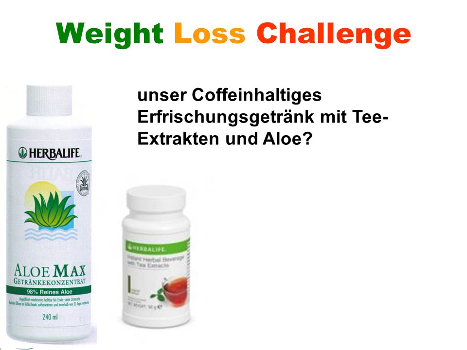 Weight Loss Challenge unser Coffeinhaltiges Erfrischungsgetränk mit Tee-Extrakten und Aloe