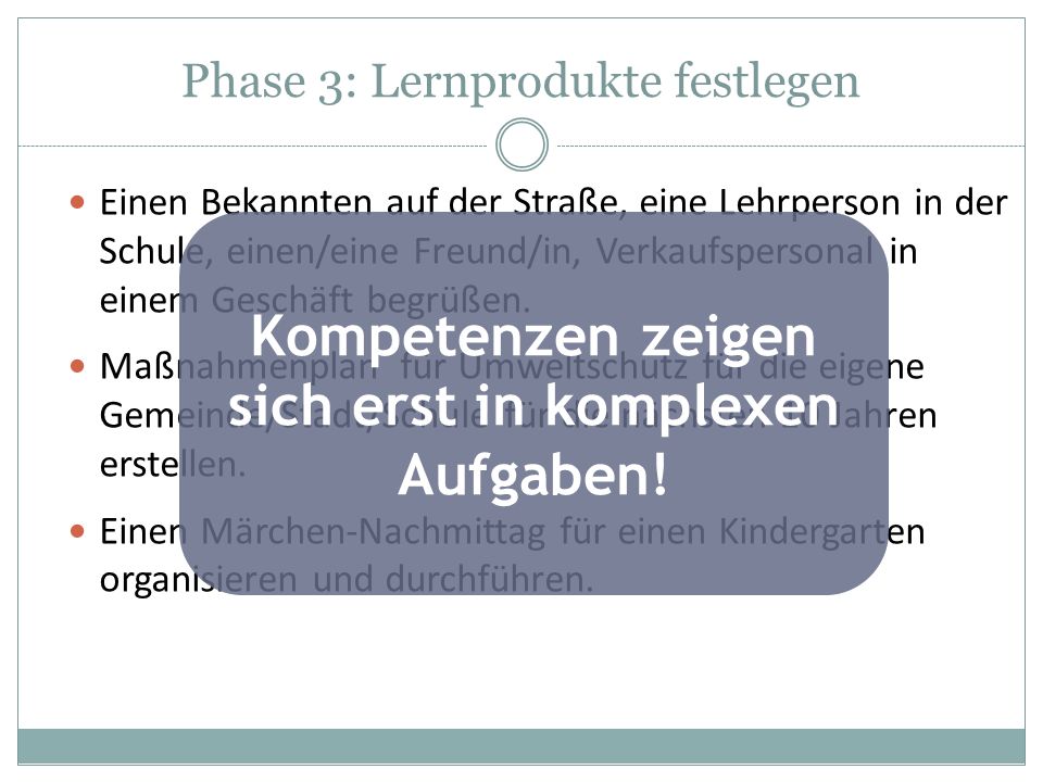 Phase 3: Lernprodukte festlegen