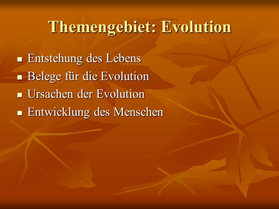Themengebiet: Evolution