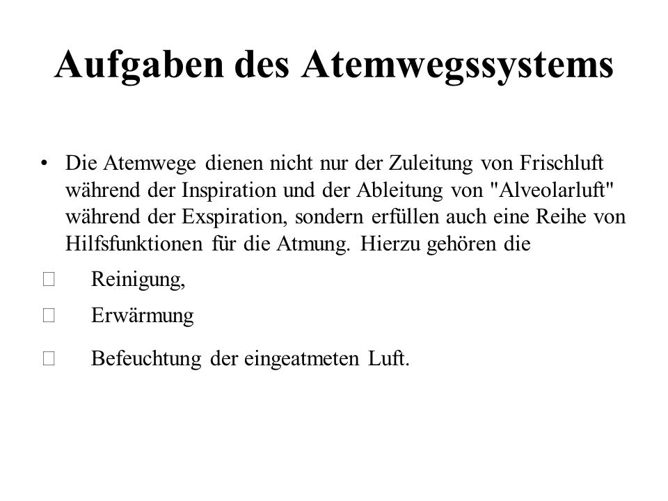 Aufgaben des Atemwegssystems