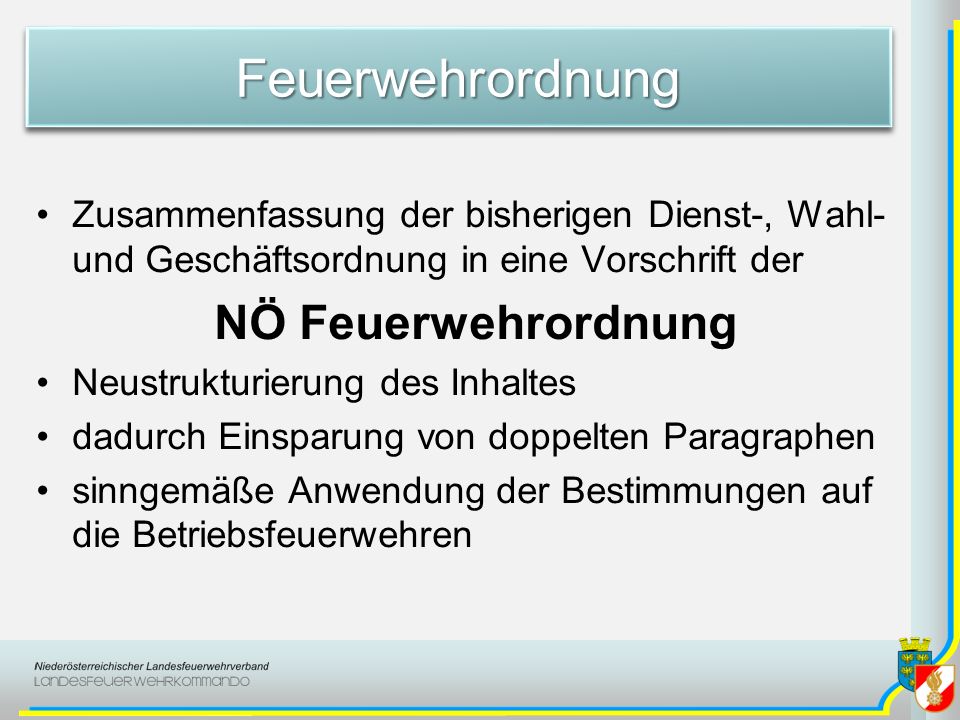 Feuerwehrordnung NÖ Feuerwehrordnung