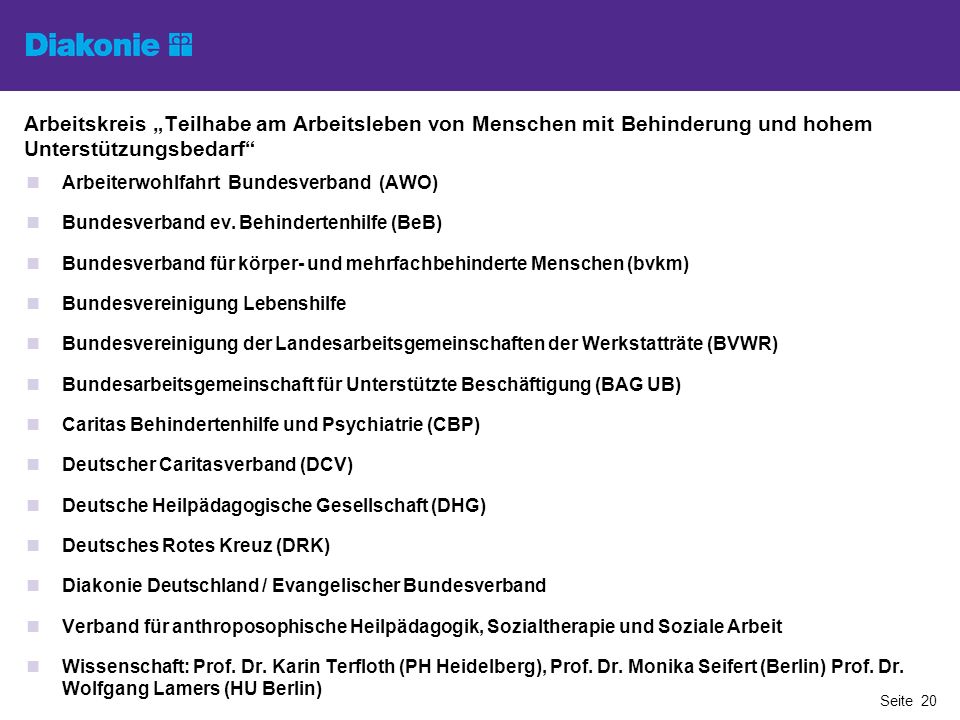 Arbeitskreis „Teilhabe am Arbeitsleben von Menschen mit Behinderung und hohem Unterstützungsbedarf