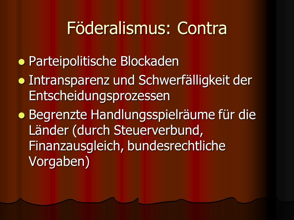 Föderalismus: Contra Parteipolitische Blockaden