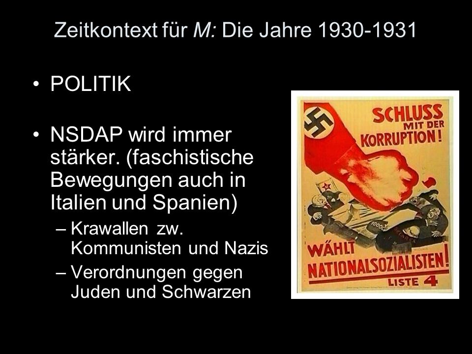 Zeitkontext für M: Die Jahre