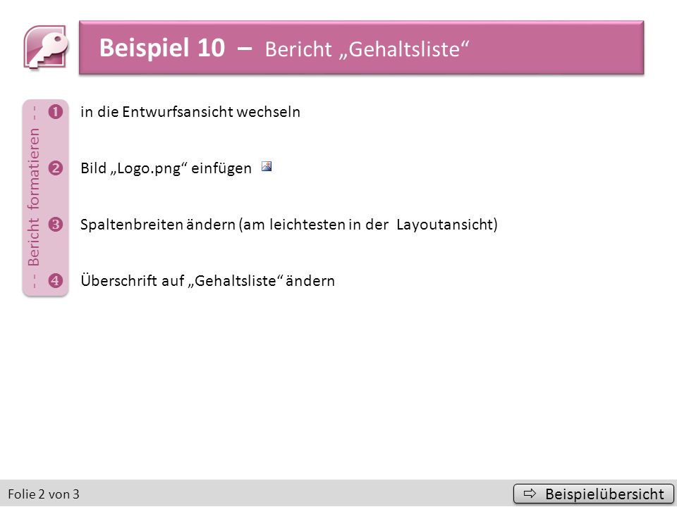 Beispiel 10 – Bericht „Gehaltsliste