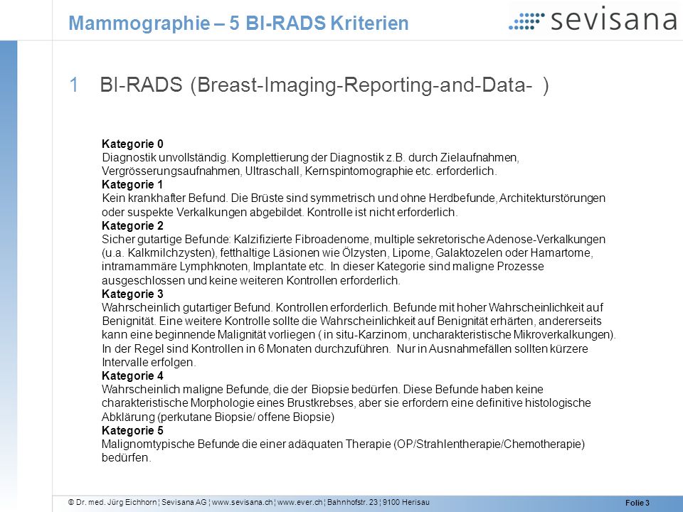 Mammographie – 5 BI-RADS Kriterien