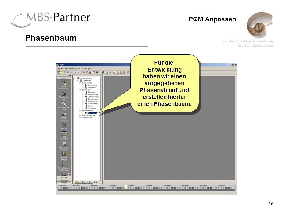 Phasenbaum Für die Entwicklung haben wir einen vorgegebenen Phasenablauf und erstellen hierfür einen Phasenbaum.