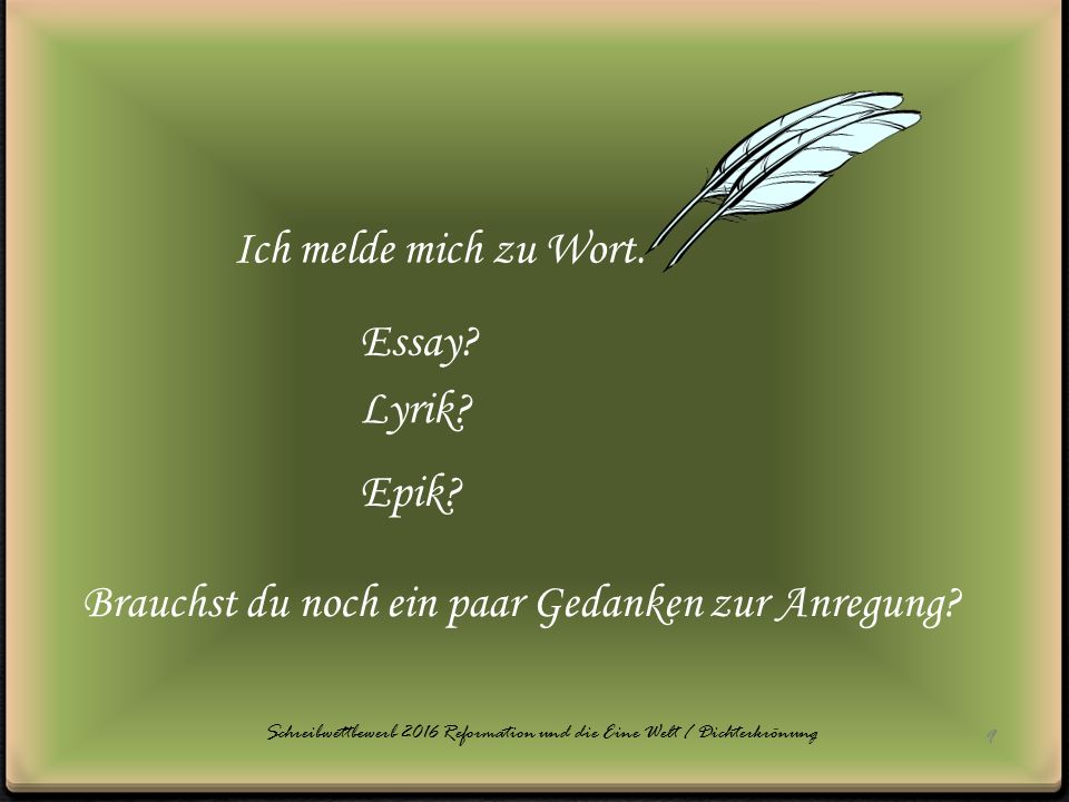 Schreibwettbewerb 2016 Reformation und die Eine Welt / Dichterkrönung