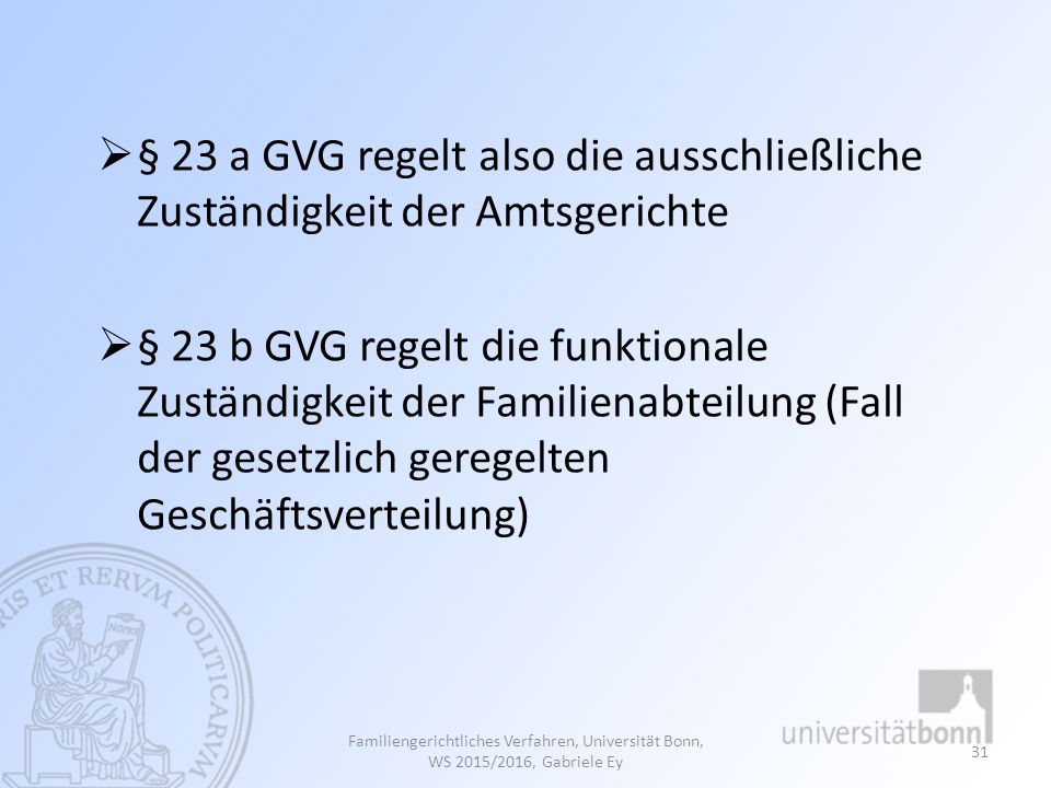 § 23 a GVG regelt also die ausschließliche Zuständigkeit der Amtsgerichte