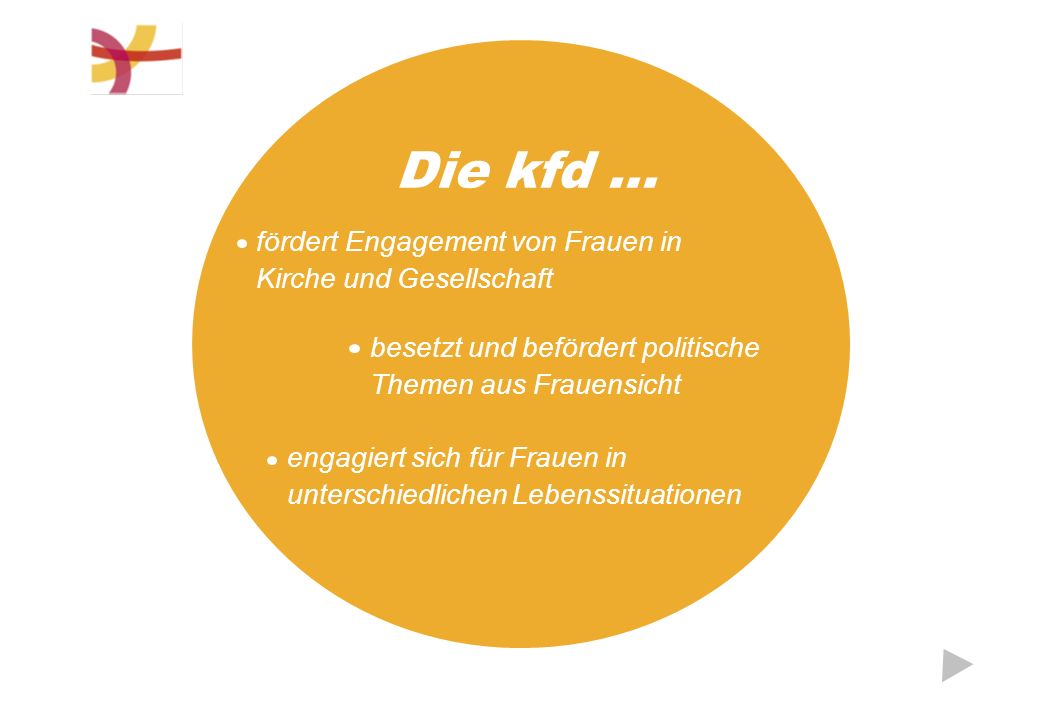 Die kfd ... fördert Engagement von Frauen in Kirche und Gesellschaft
