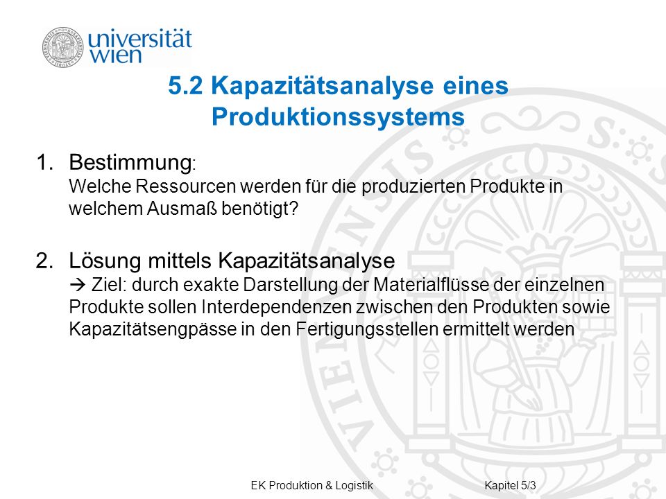 5.2 Kapazitätsanalyse eines Produktionssystems