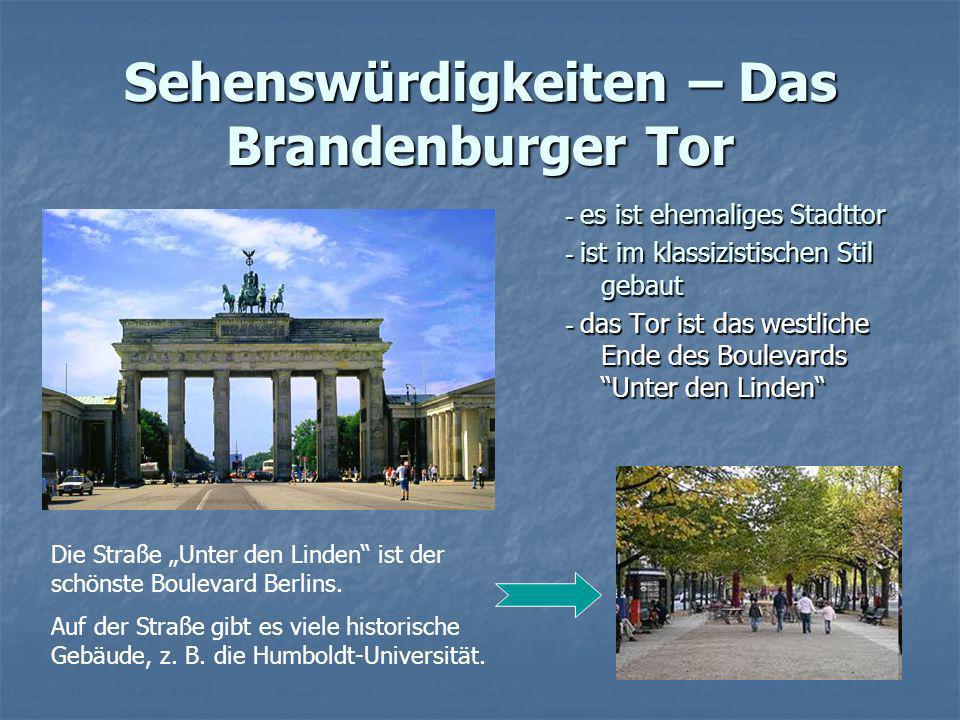 Sehenswürdigkeiten – Das Brandenburger Tor