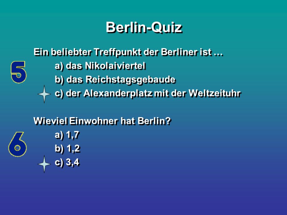 Berlin-Quiz Ein beliebter Treffpunkt der Berliner ist …