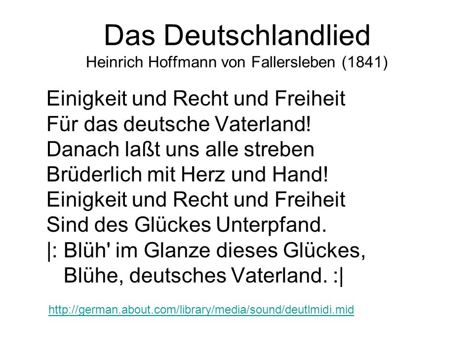 Das Deutschlandlied Heinrich Hoffmann von Fallersleben (1841)