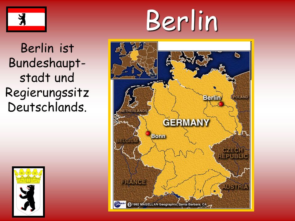 Berlin ist Bundeshaupt-stadt und Regierungssitz Deutschlands.