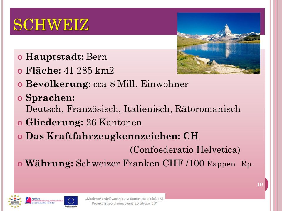 SCHWEIZ Hauptstadt: Bern Fläche: km2