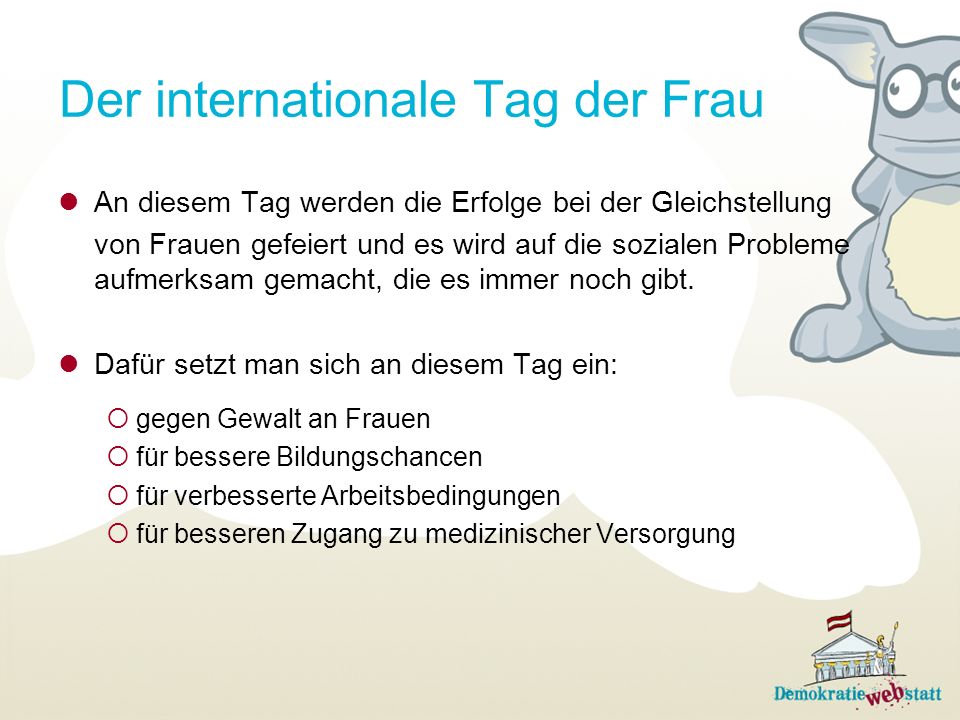 Der internationale Tag der Frau