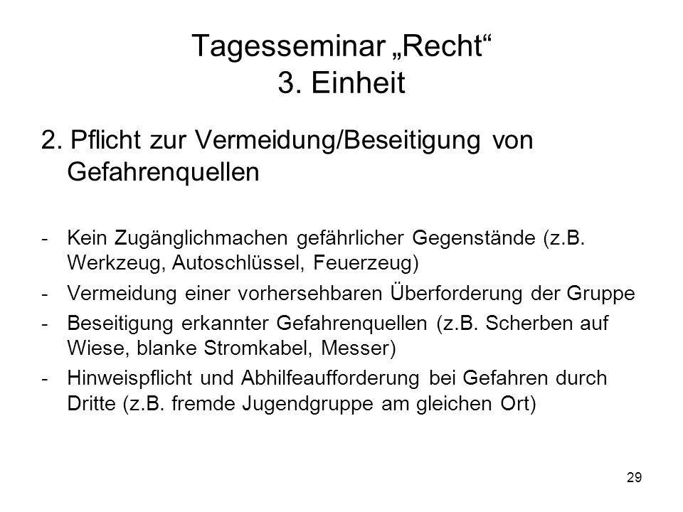 Tagesseminar „Recht 3. Einheit