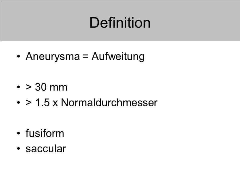 Definition Aneurysma = Aufweitung > 30 mm