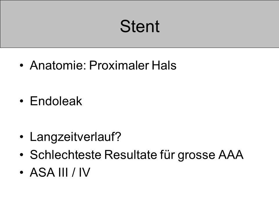 Stent Anatomie: Proximaler Hals Endoleak Langzeitverlauf