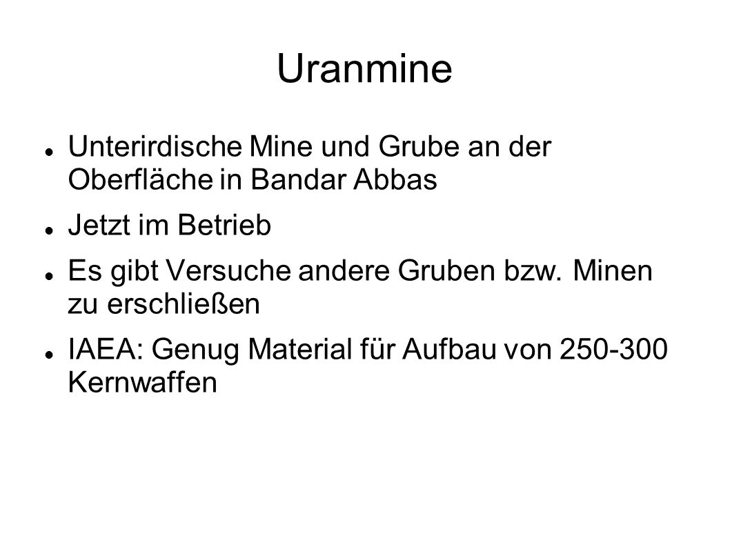 Uranmine Unterirdische Mine und Grube an der Oberfläche in Bandar Abbas. Jetzt im Betrieb.