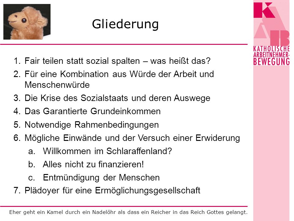 Gliederung Fair teilen statt sozial spalten – was heißt das