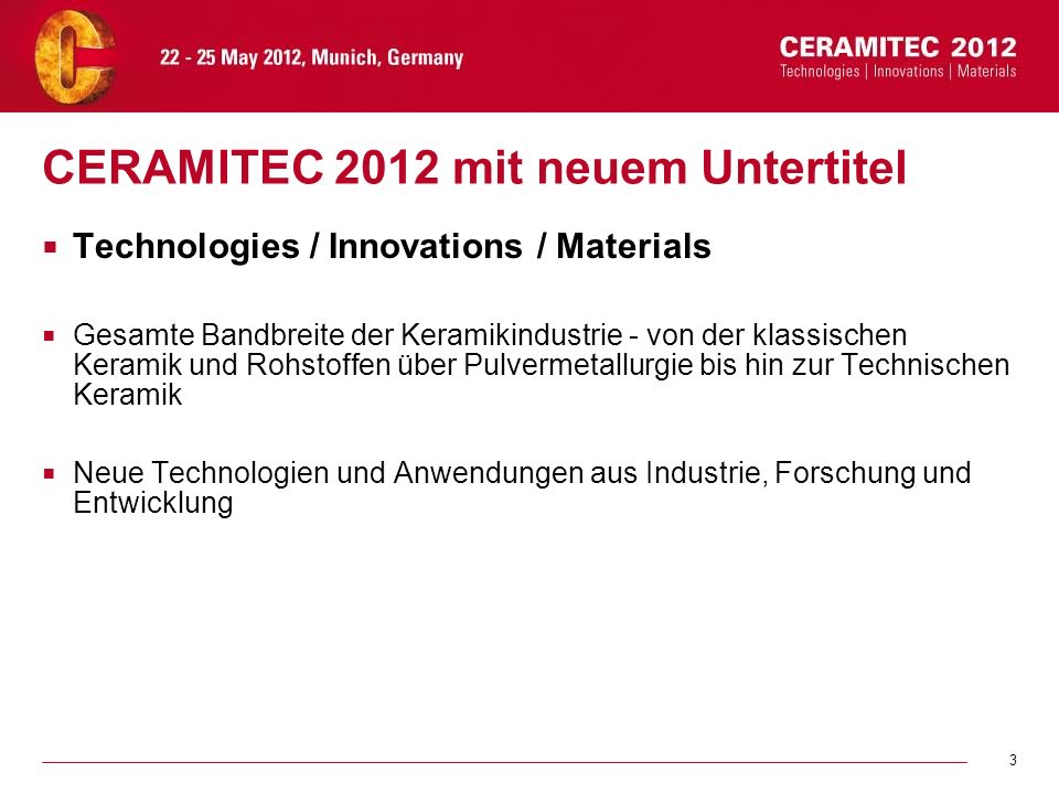 CERAMITEC 2012 mit neuem Untertitel