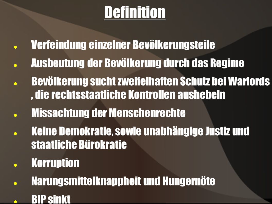Definition Verfeindung einzelner Bevölkerungsteile