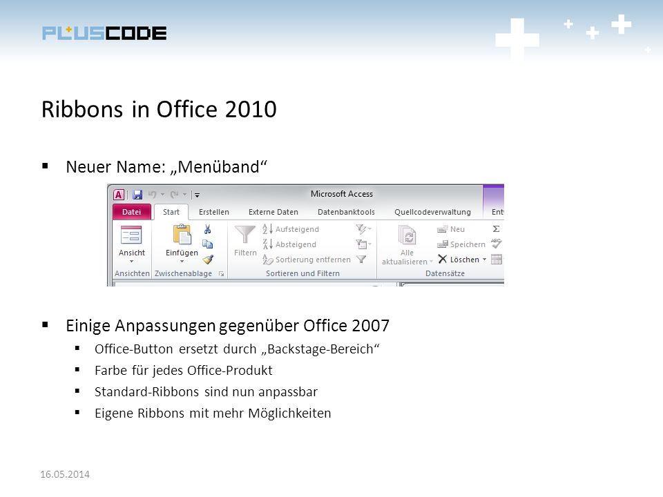 Ribbons in Office 2010 Neuer Name: „Menüband