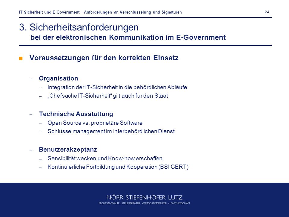 IT-Sicherheit und E-Government - Anforderungen an Verschlüsselung und Signaturen