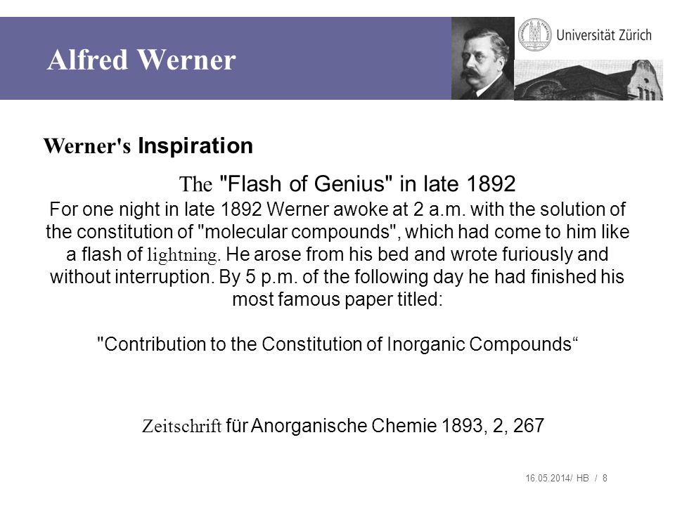Alfred Werner Werner s Inspiration The Flash of Genius in late 1892