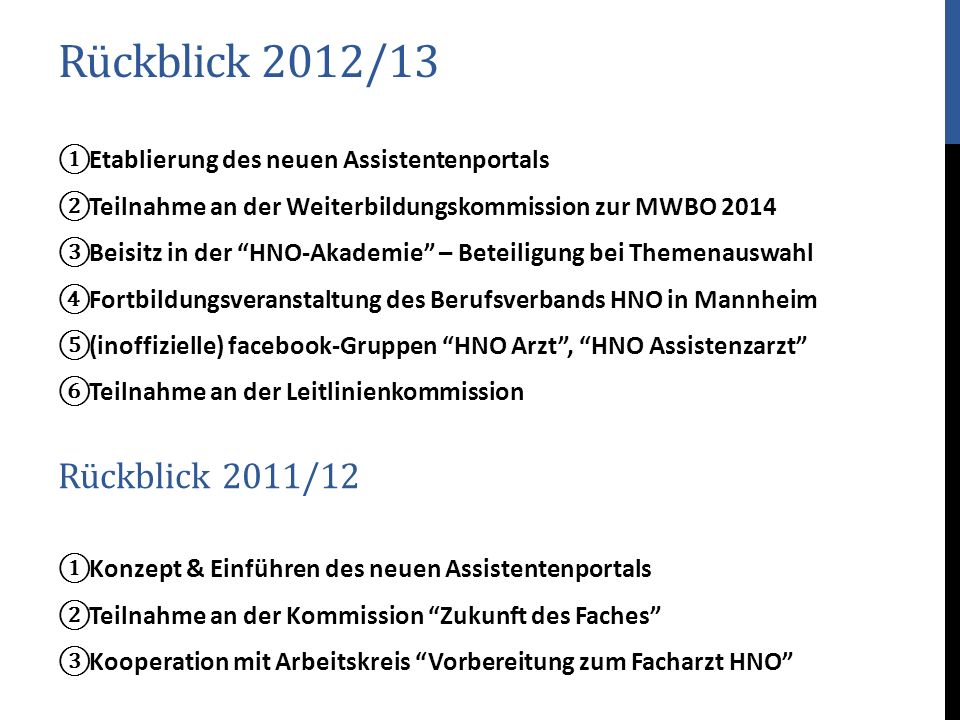 Rückblick 2012/13 Rückblick 2011/12