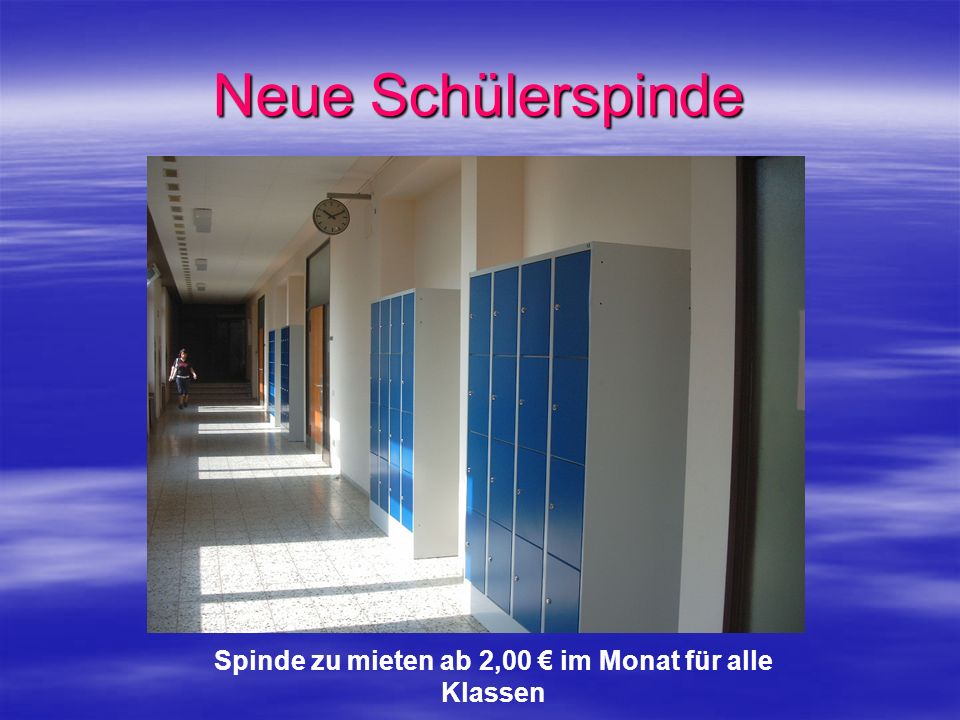 Spinde zu mieten ab 2,00 € im Monat für alle Klassen