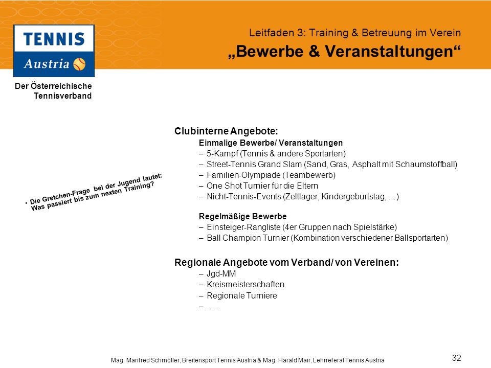 Leitfaden 3: Training & Betreuung im Verein „Bewerbe & Veranstaltungen