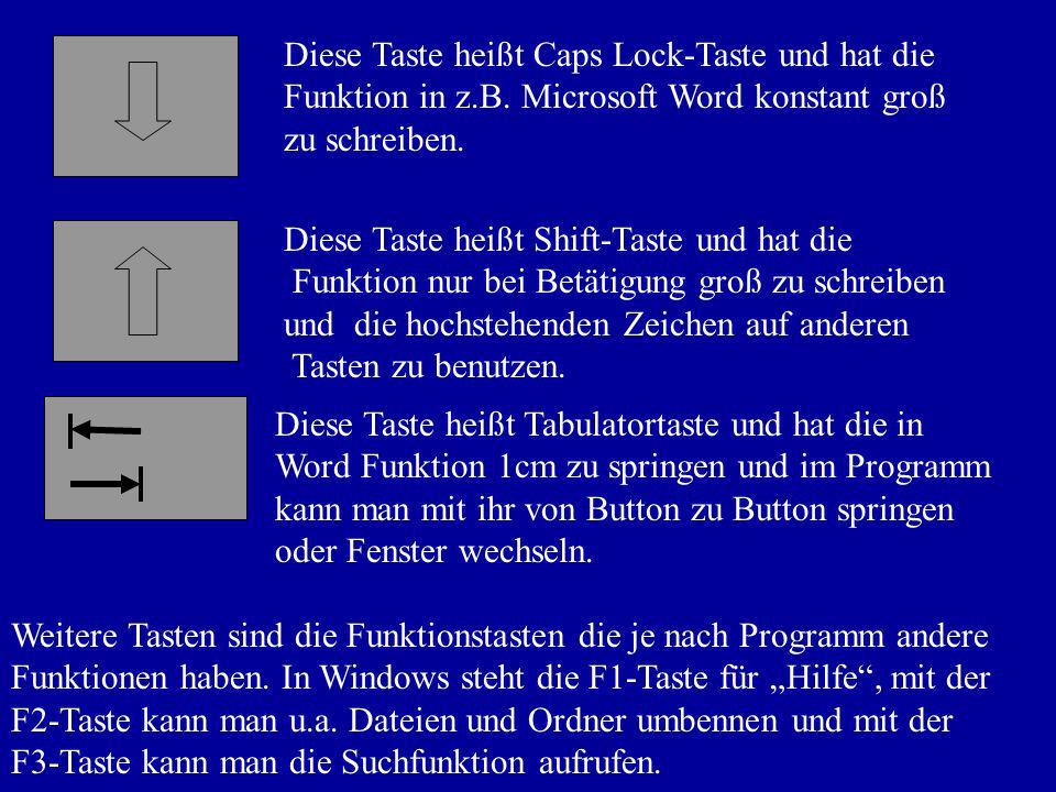 Diese Taste heißt Caps Lock-Taste und hat die