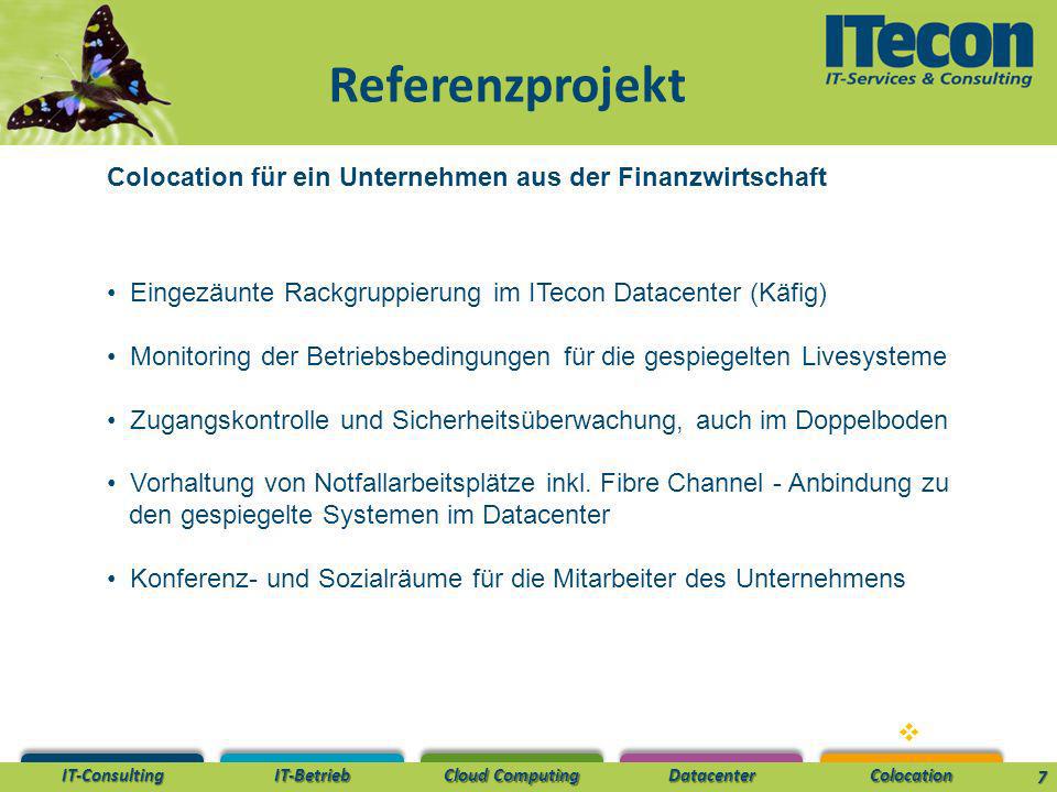 Referenzprojekt Colocation für ein Unternehmen aus der Finanzwirtschaft. Eingezäunte Rackgruppierung im ITecon Datacenter (Käfig)
