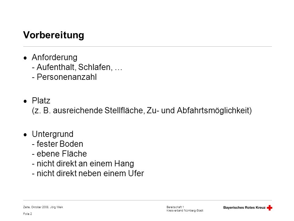 Vorbereitung Anforderung - Aufenthalt, Schlafen, … - Personenanzahl