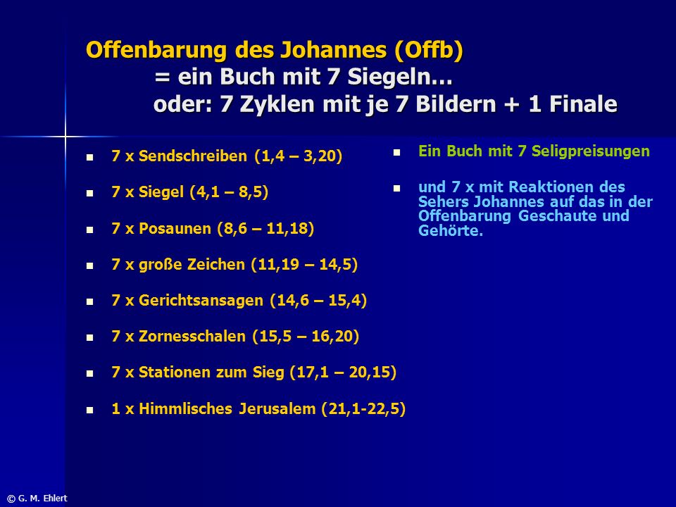 Offenbarung des Johannes (Offb). = ein Buch mit 7 Siegeln…