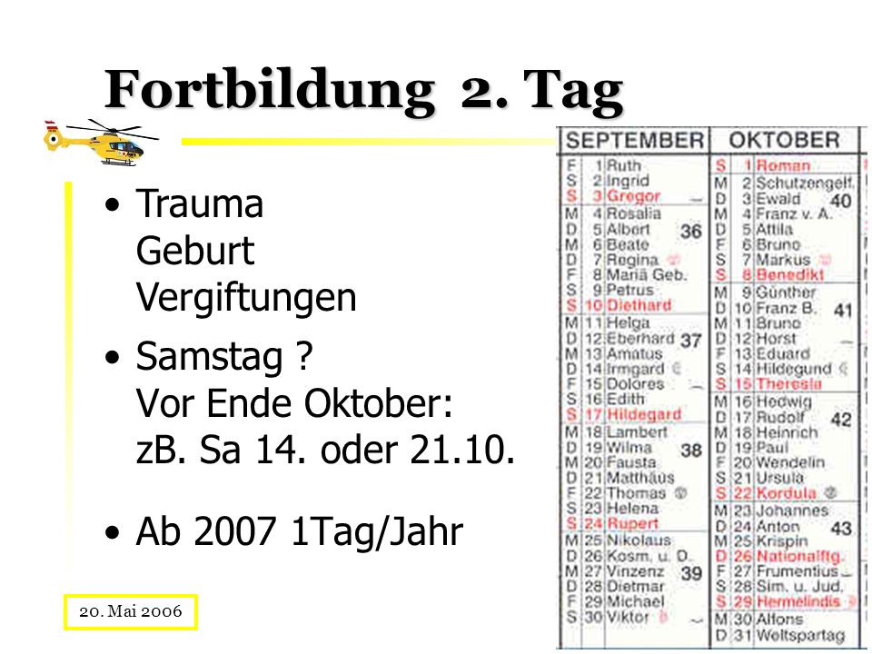 Fortbildung 2. Tag Trauma Geburt Vergiftungen