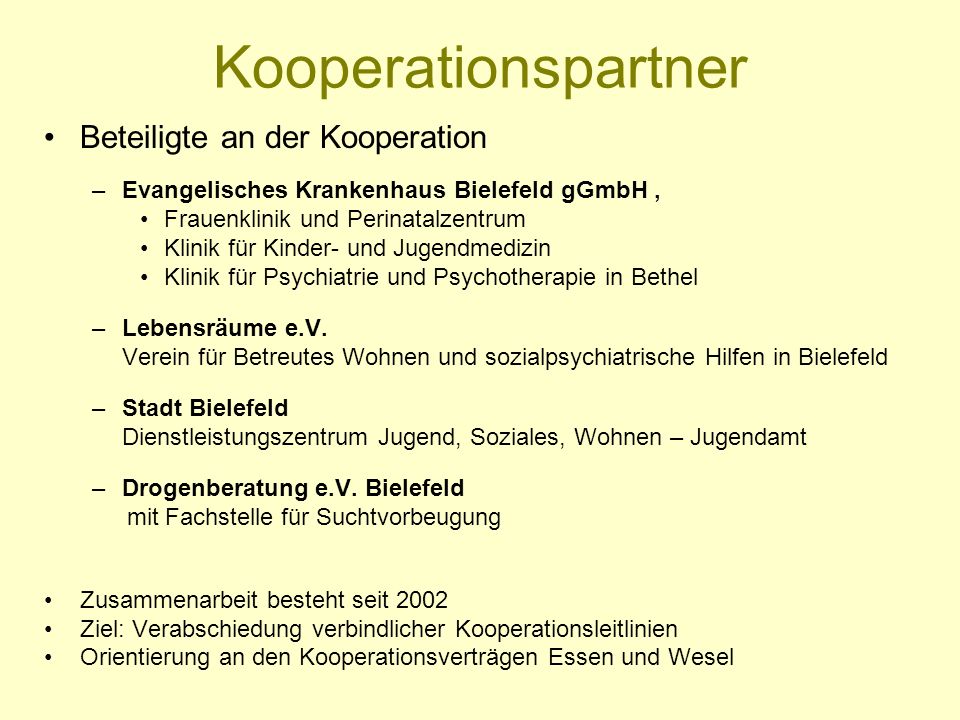 Kooperationspartner Beteiligte an der Kooperation