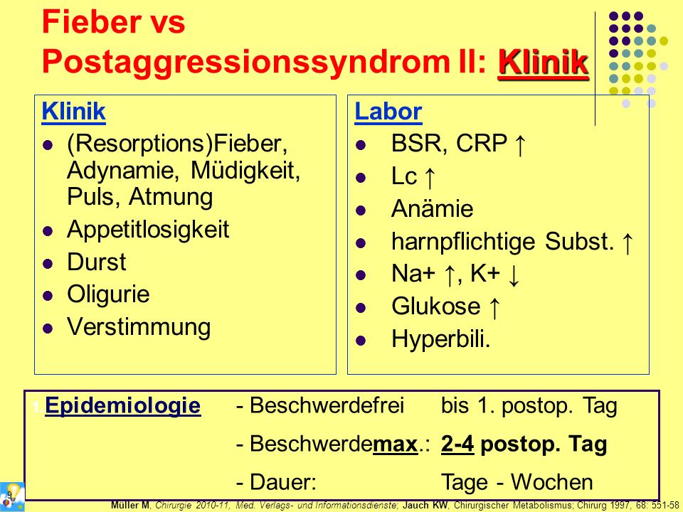 Fieber vs Postaggressionssyndrom II: Klinik