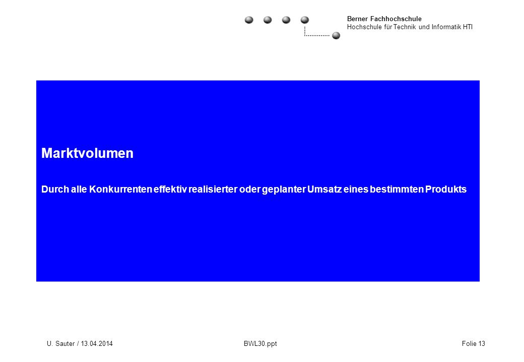 Marktvolumen Durch alle Konkurrenten effektiv realisierter oder geplanter Umsatz eines bestimmten Produkts