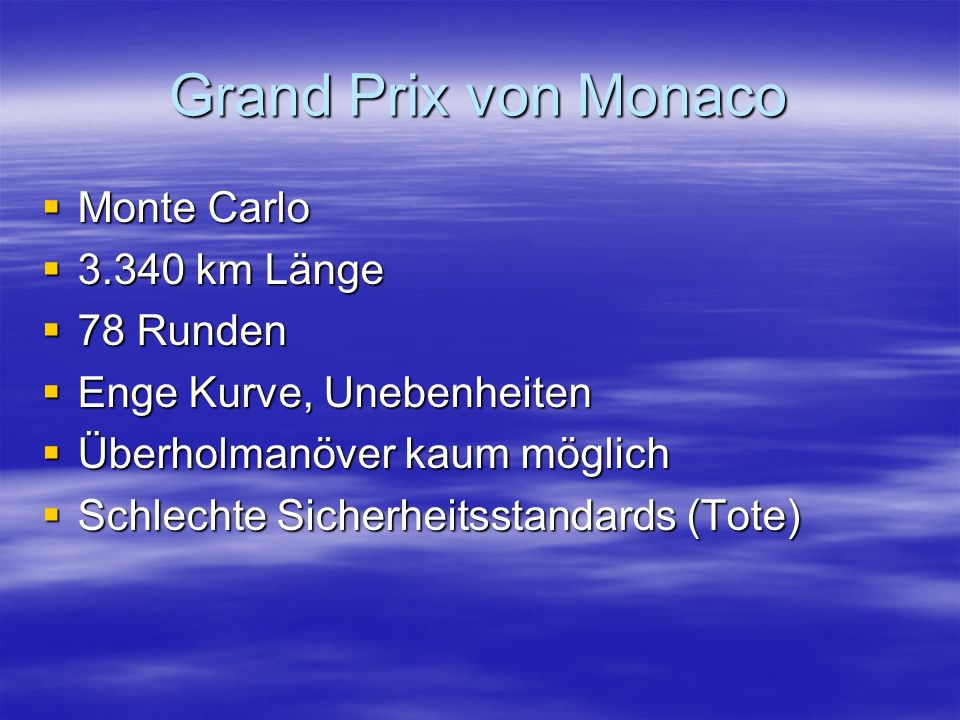 Grand Prix von Monaco Monte Carlo km Länge 78 Runden