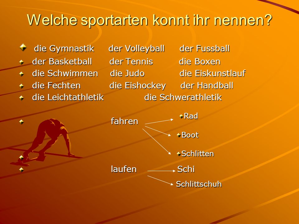 Welche sportarten konnt ihr nennen