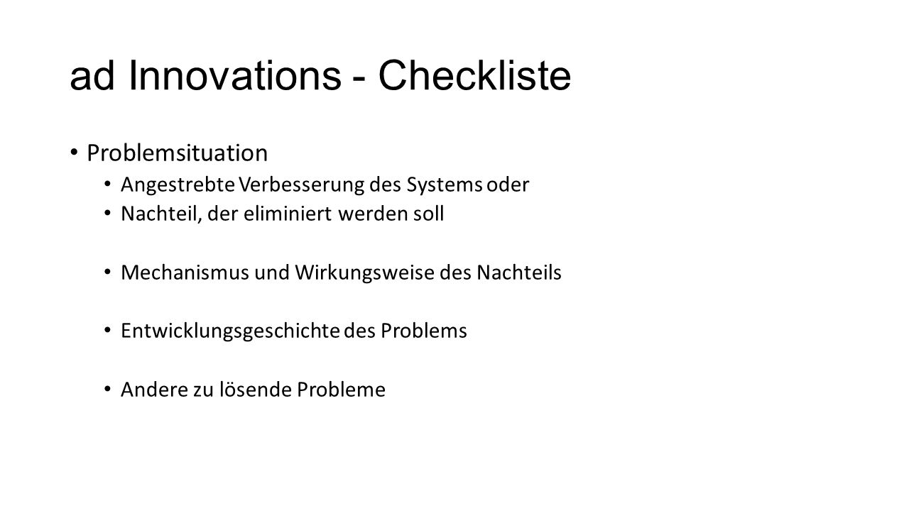 ad Innovations - Checkliste