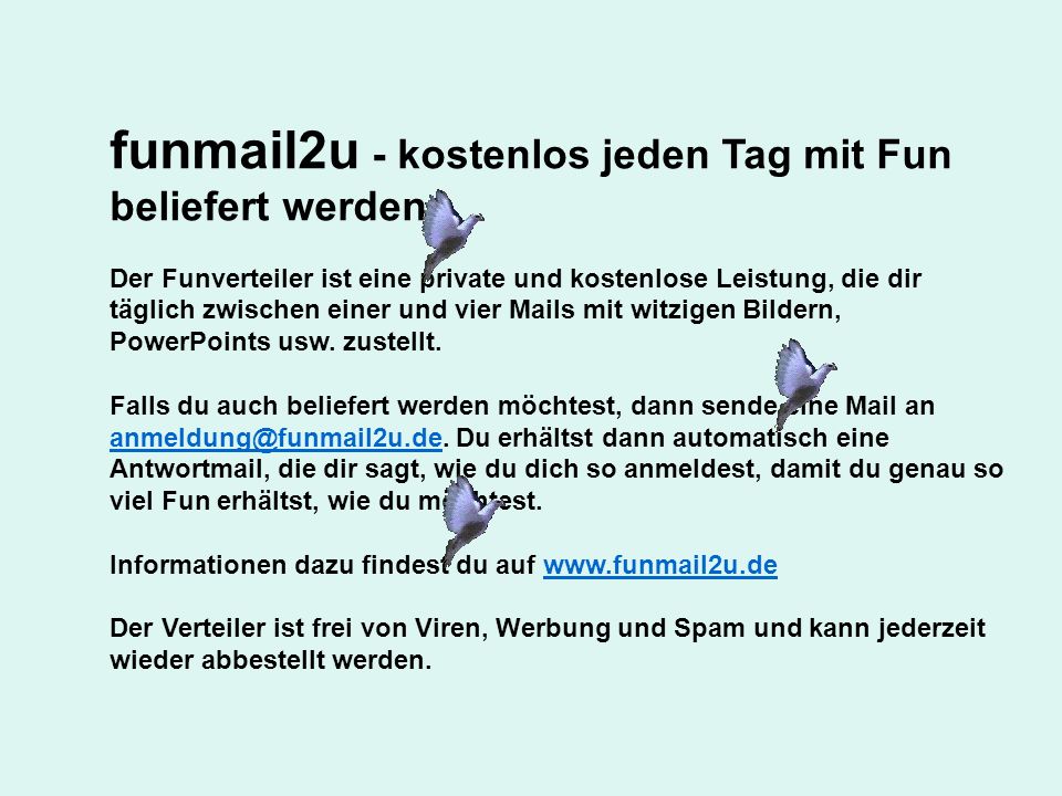 funmail2u - kostenlos jeden Tag mit Fun beliefert werden