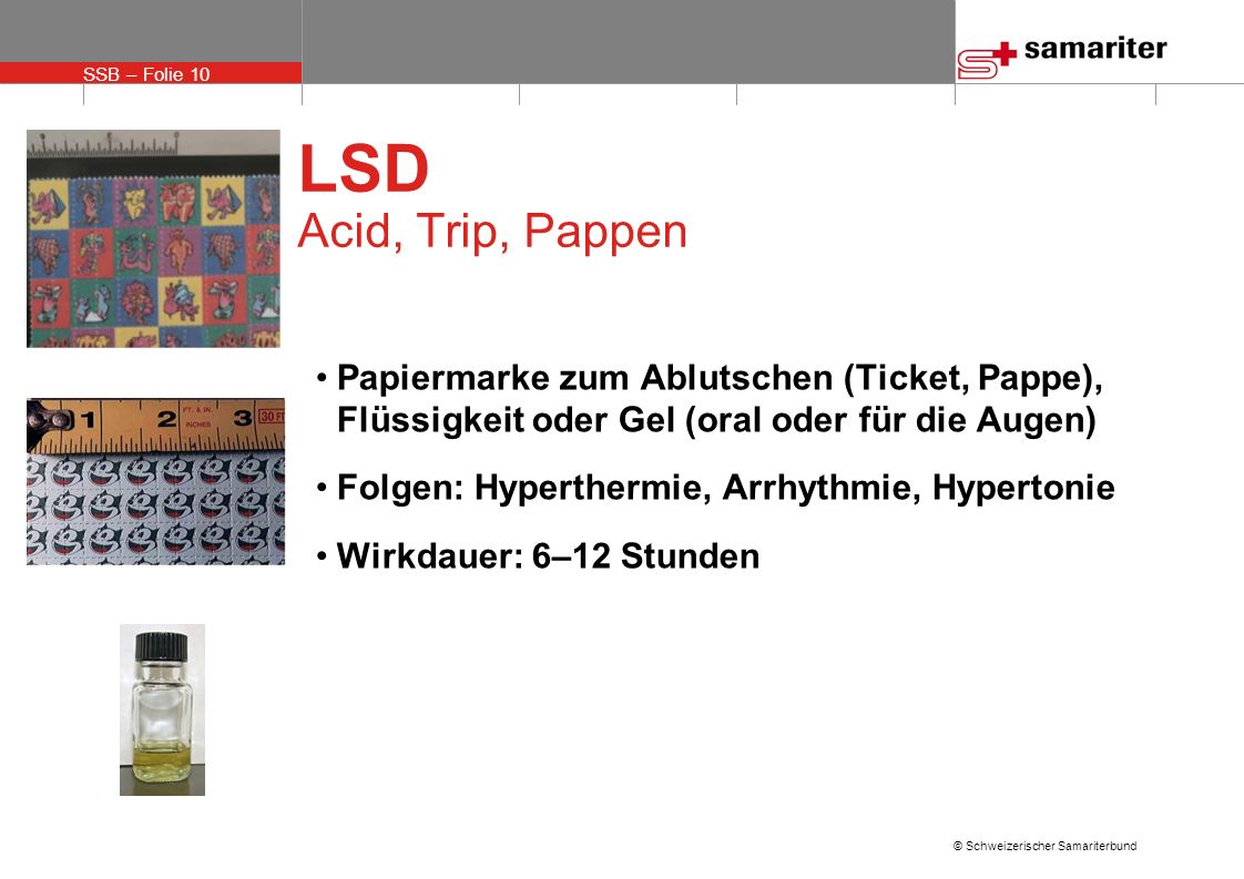 LSD Acid, Trip, Pappen Papiermarke zum Ablutschen (Ticket, Pappe), Flüssigkeit oder Gel (oral oder für die Augen)