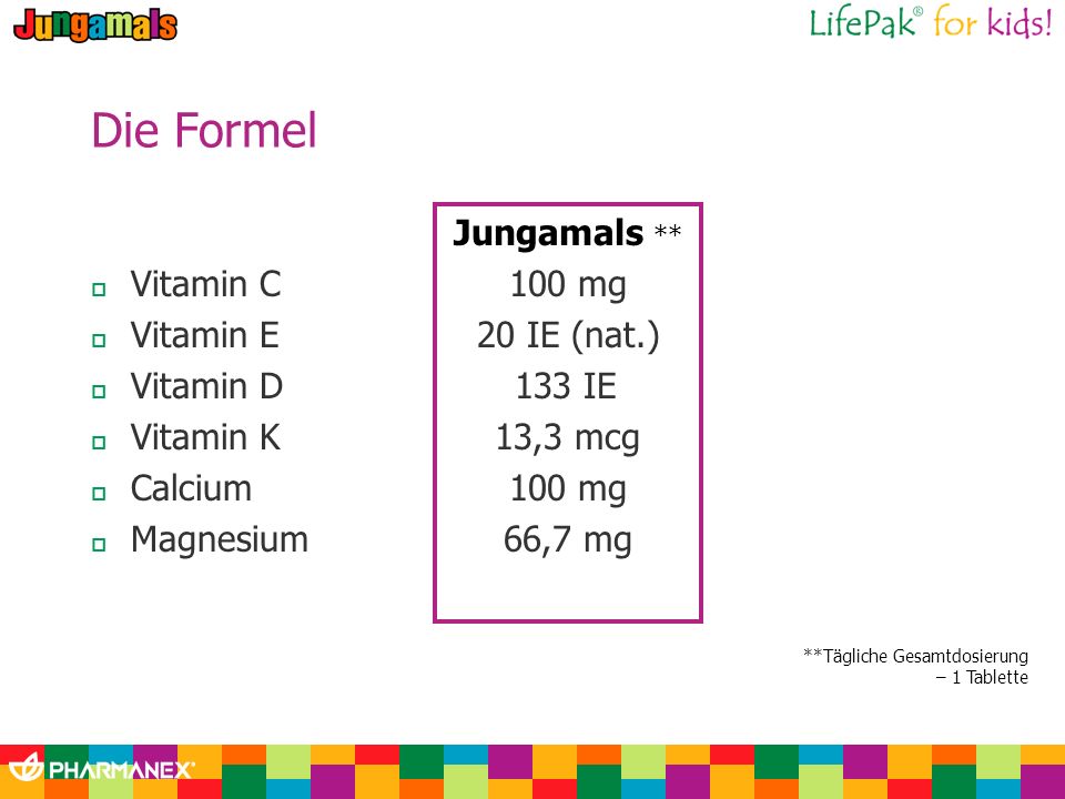 Die Formel Vitamin C Vitamin E Vitamin D Vitamin K Calcium Magnesium