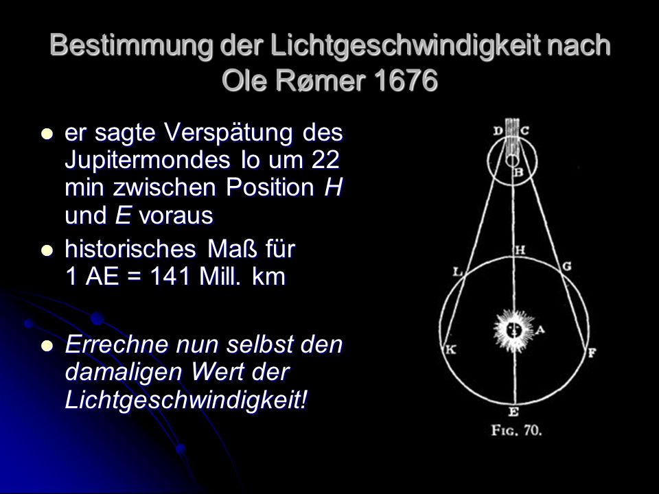 Bestimmung der Lichtgeschwindigkeit nach Ole Rømer 1676